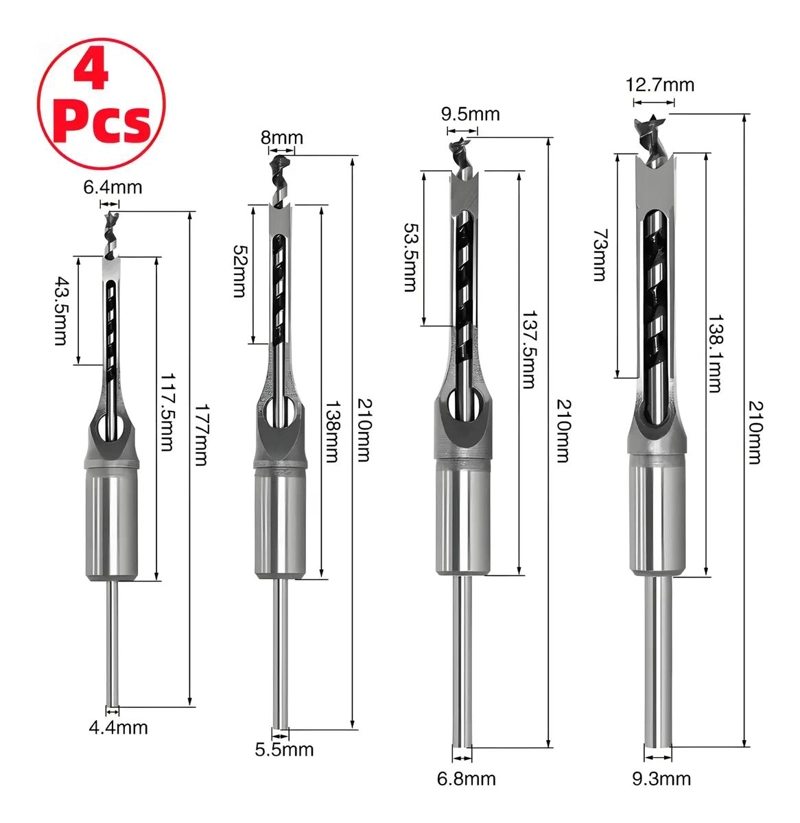 BROCA CUADRADA PARA MADERA Y METAL 4 PCS - 2
