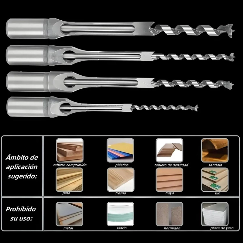 BROCA CUADRADA PARA MADERA Y METAL 4 PCS - 4