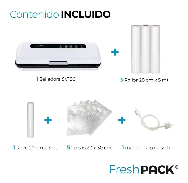 MAQUINA SELLADORA AL VACIO CON 3 ROLLOS 28CM X 5MTS - 3