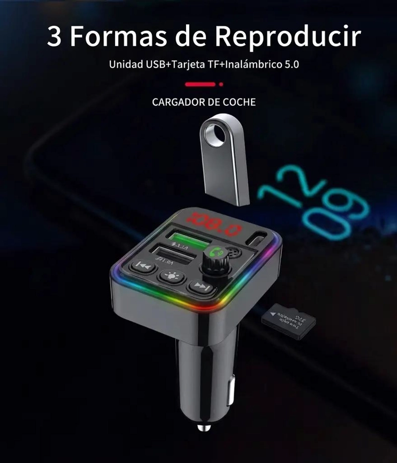 TRANSMISOR FM BLUETOOTH 5.0 PARA AUTO Y CAMION - 4