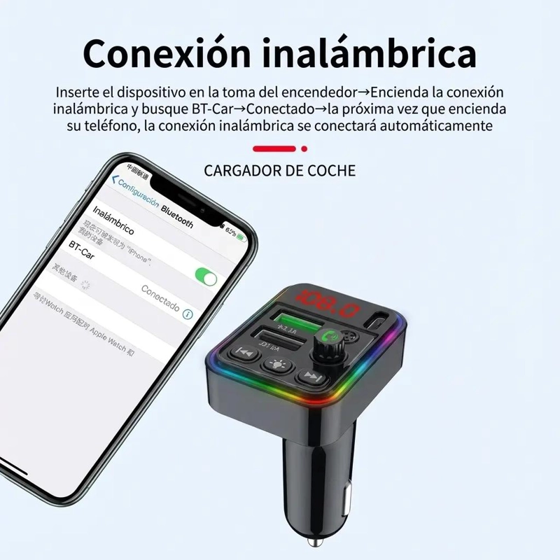 TRANSMISOR FM BLUETOOTH 5.0 PARA AUTO Y CAMION - 5