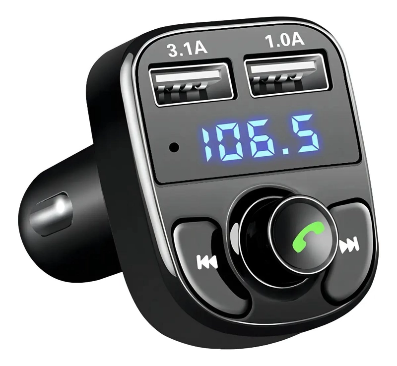 TRANSMISOR BLUETOOTH FM CARGADOR USB MANOS LIBRES - 5