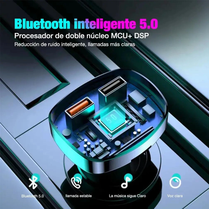 RECEPTOR BLUETOOTH Y TRANSMISOR FM PARA AUTO - 5