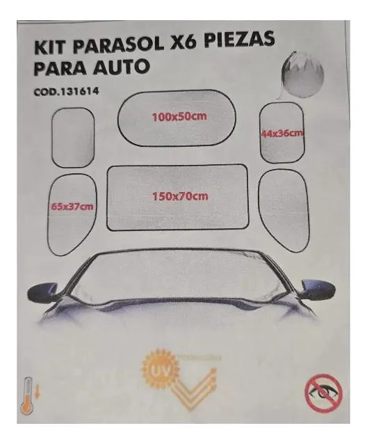 KIT PARASOL TAPA SOL 6 PIEZAS PARA AUTO - 3