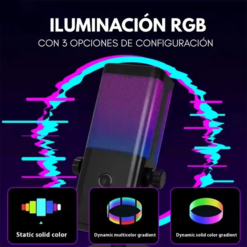 MICROFONO RGB PARA STREAMING Y PODCAST NEGRO - 2