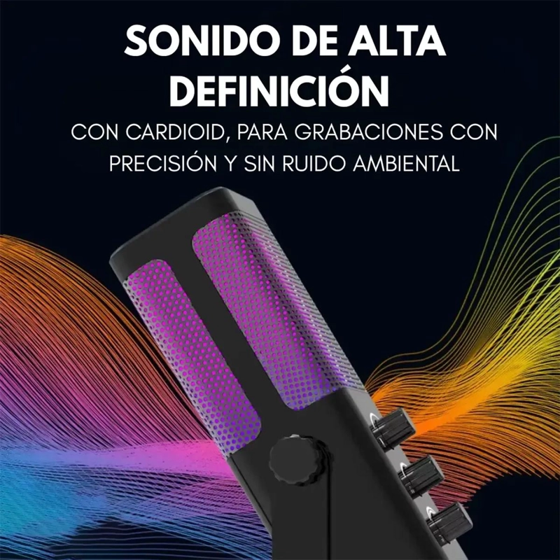 MICROFONO RGB PARA STREAMING Y PODCAST NEGRO - 3