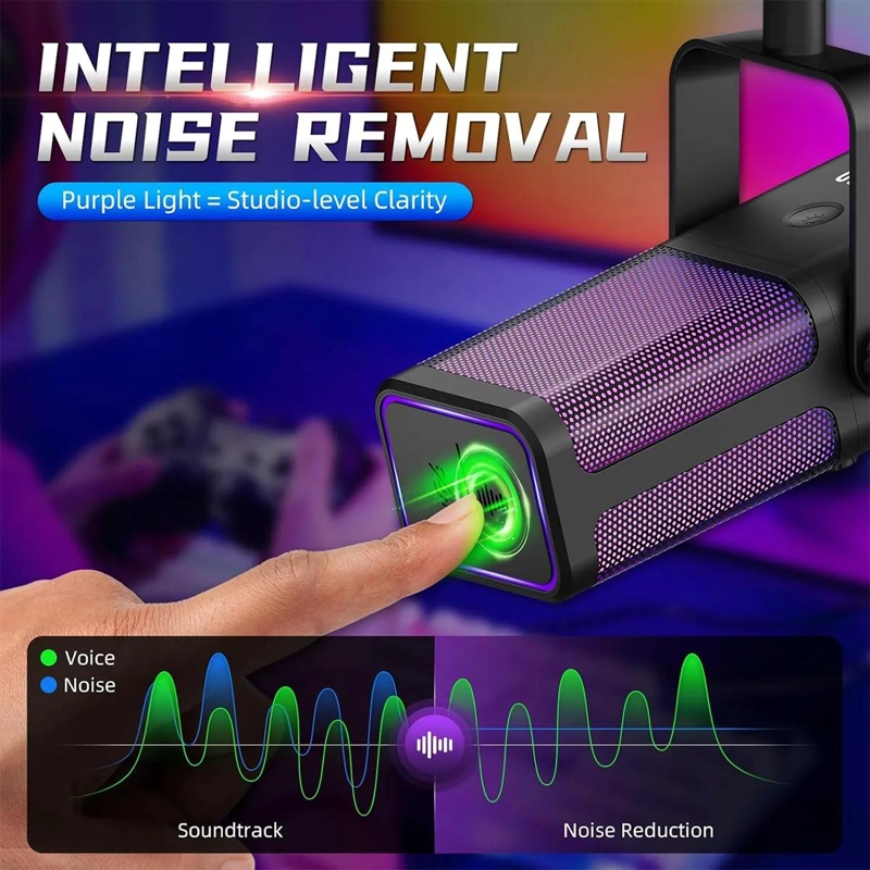MICROFONO RGB PARA STREAMING Y PODCAST NEGRO - 5