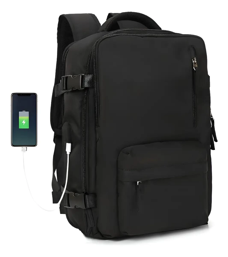 MOCHILA DE VIAJE GRANDE COLOR NEGRO - 1