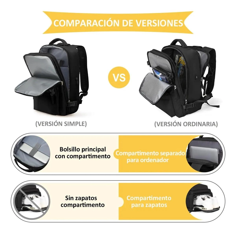 MOCHILA DE VIAJE GRANDE COLOR NEGRO - 3