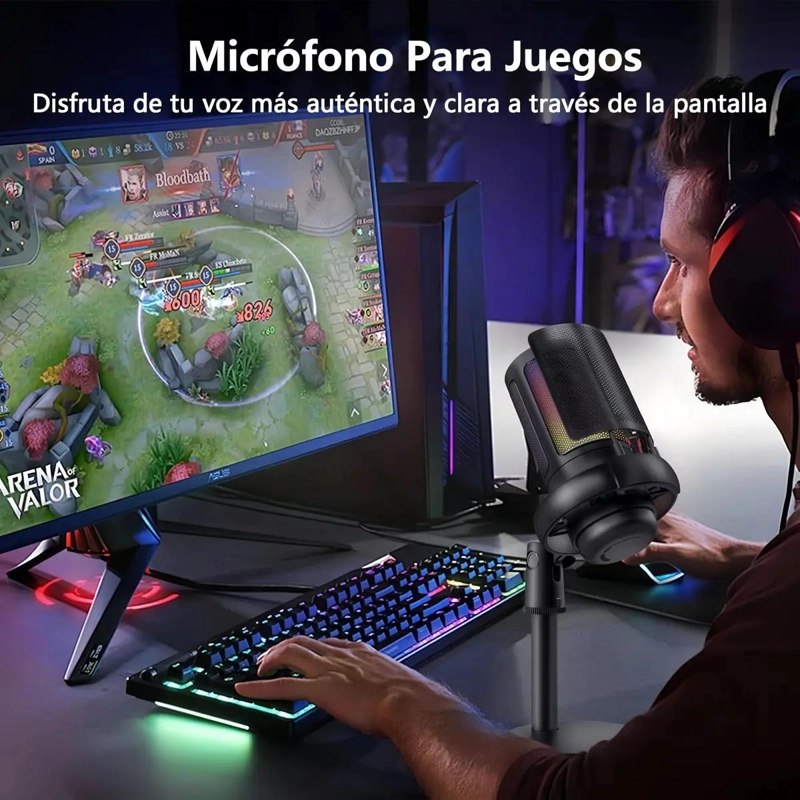 MICROFONO DE CONDENSADOR USB COLOR NEGRO - 5