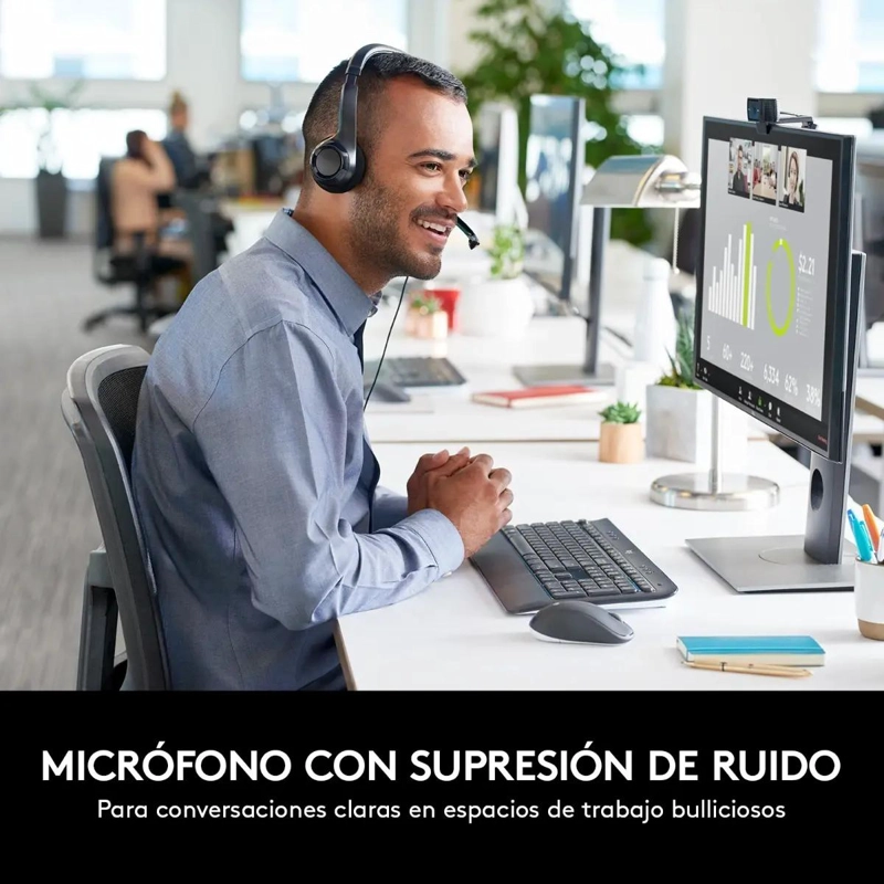 AUDIFONO CON MICROFONO USB COLOR NEGRO - 2