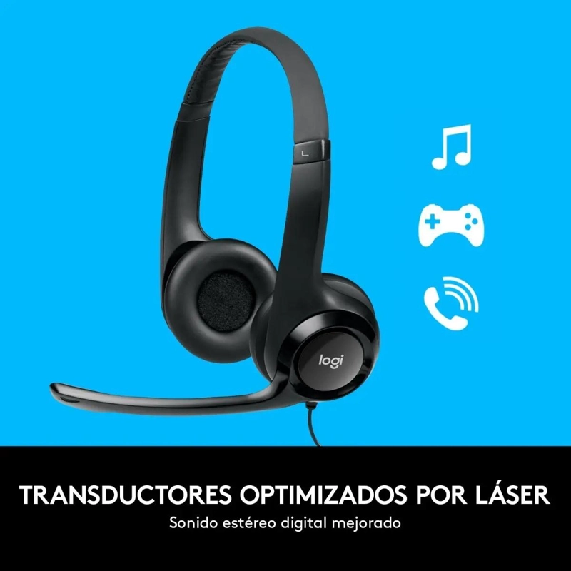 AUDIFONO CON MICROFONO USB COLOR NEGRO - 3