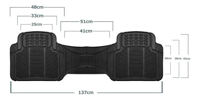 PISOS DE GOMA PARA VEHICULO 3 PIEZAS NEGRO - 6