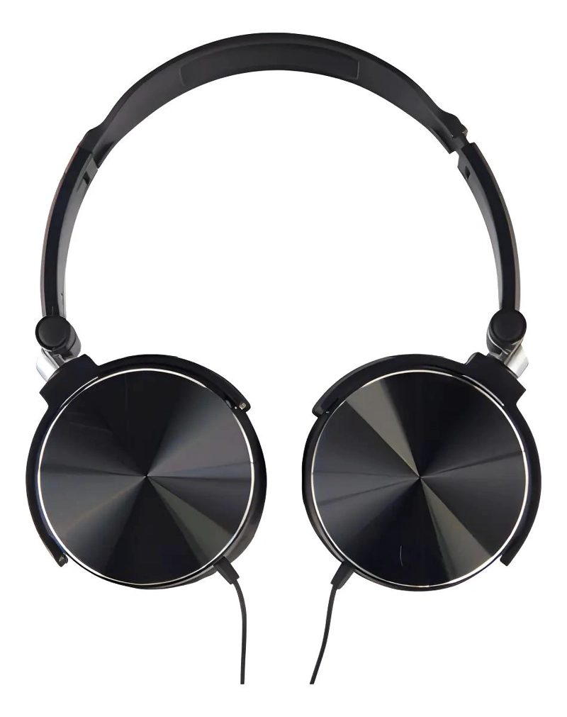 AUDIFONOS PLEGABLES CON MICROFONO CABLE NEGRO - 1