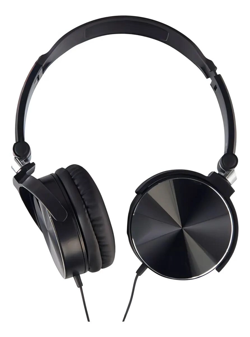 AUDIFONOS PLEGABLES CON MICROFONO CABLE NEGRO - 2