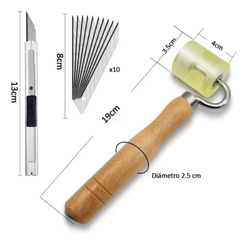 KIT DE RODILLO Y ESPATULA PARA PAPEL TAPIZ - 3