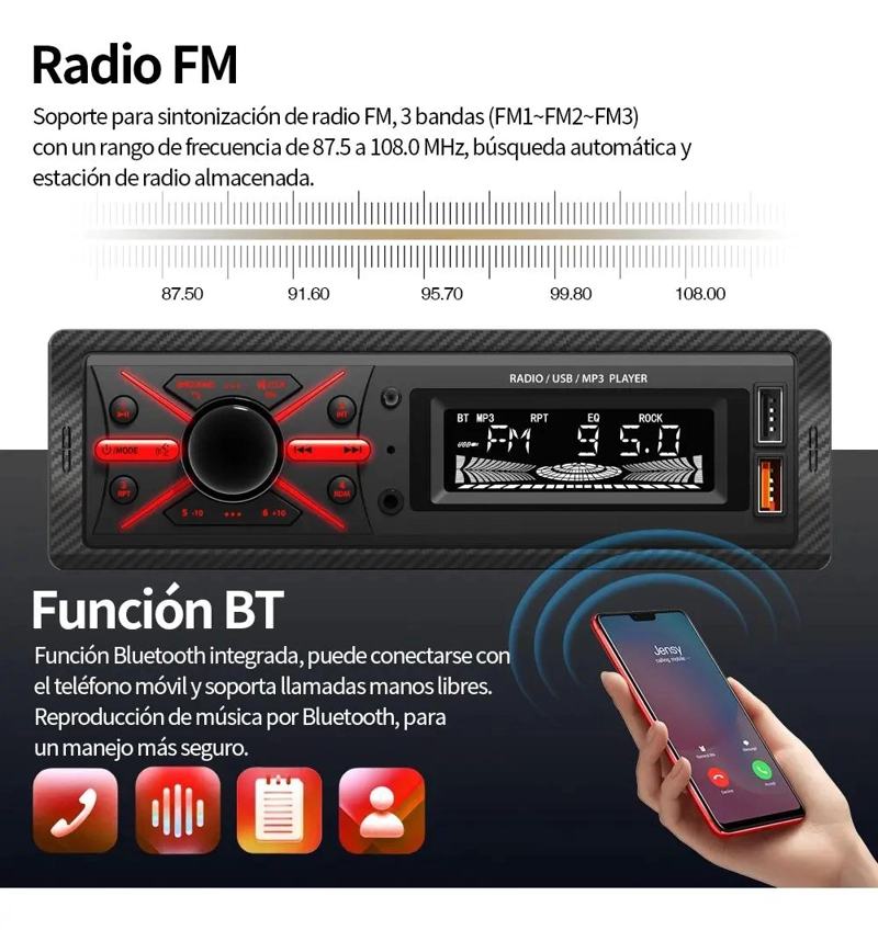 REPRODUCTOR ESTE REO 1 DIN CON USB Y BLUETOOTH - 3