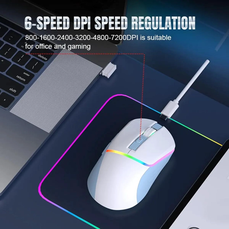 RATON INALAMBRICO RGB 2.4G BT5.3 6 BOTONES - 2