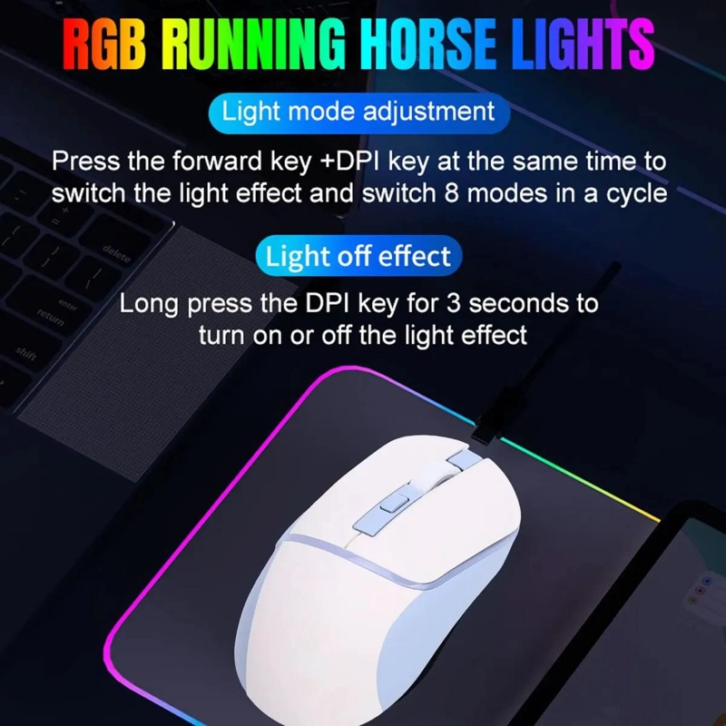 RATON INALAMBRICO RGB 2.4G BT5.3 6 BOTONES - 3