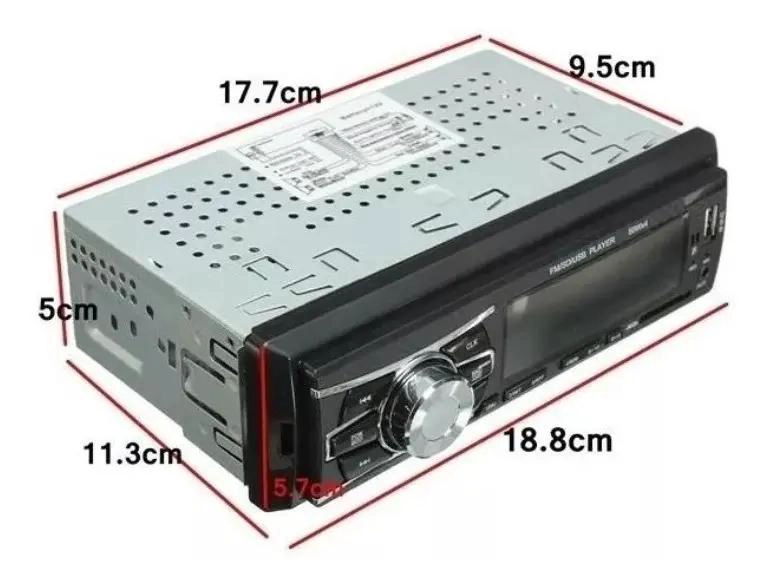 RADIO DE AUTO 1 DIN BLUETOOTH USB MP3 MICROSD AUX FM - 2