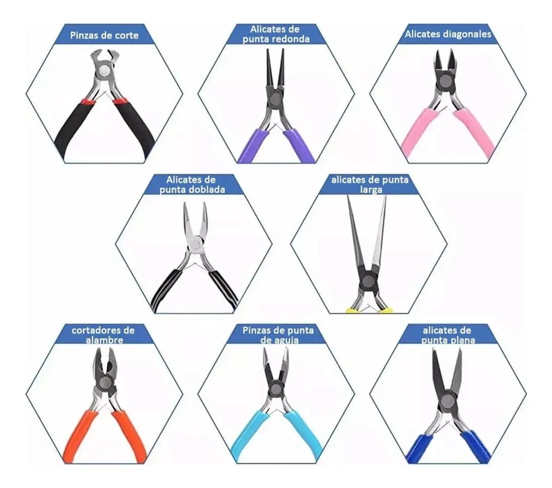 PINZAS PARA ARMADO DE BISUTERIA 8 PIEZAS - 4