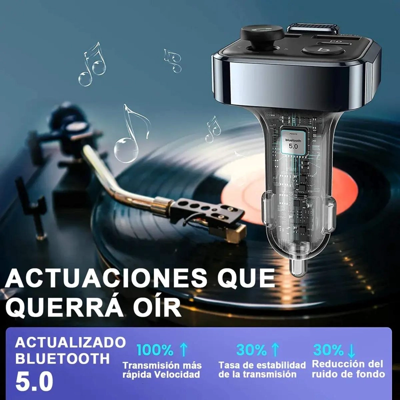 RECEPTOR BLUETOOTH PARA AUTOS FM MP3 CARGA RAPIDA - 4
