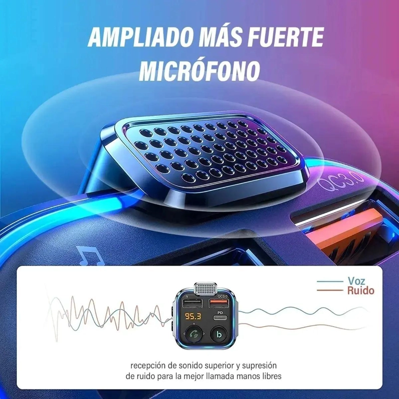RECEPTOR BLUETOOTH PARA AUTOS FM MP3 CARGA RAPIDA - 5