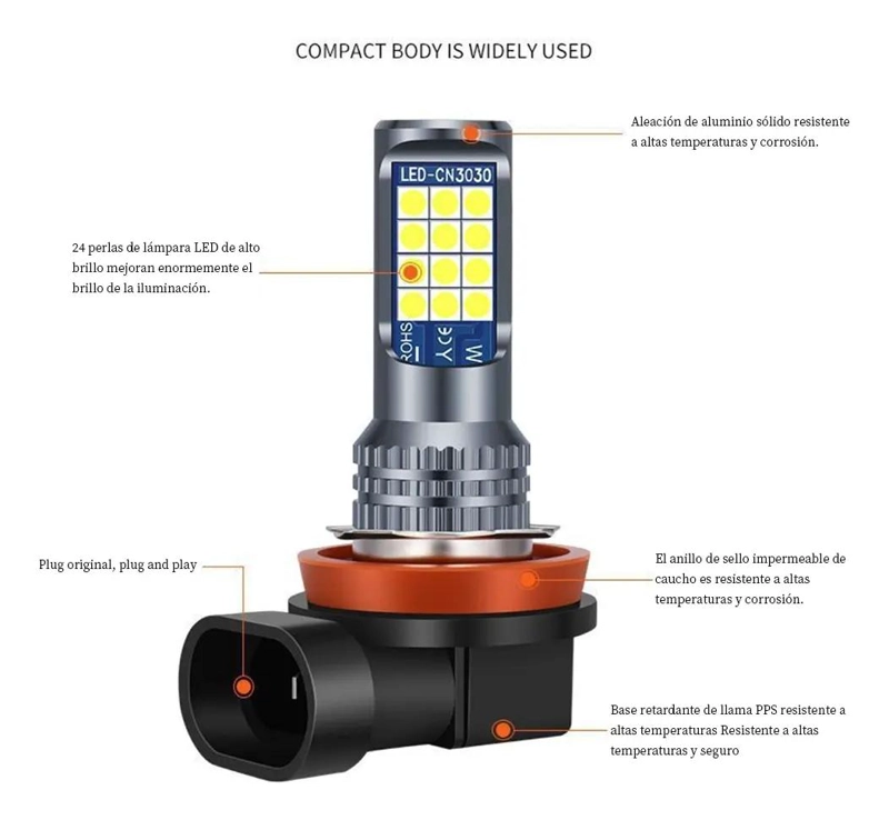 AMPOLLETAS LED MULTICOLOR PARA NEBLINEROS DE AUTO - 4