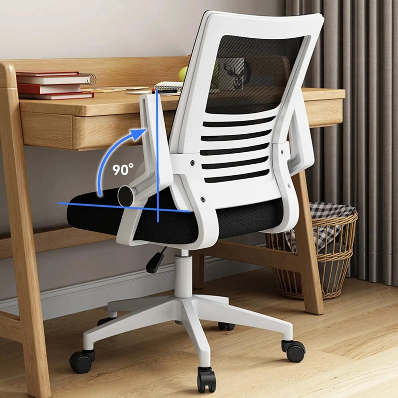SILLA DE OFICINA ERGONOMICA ACOLCHADA BLANCA Y NEGRA - 4