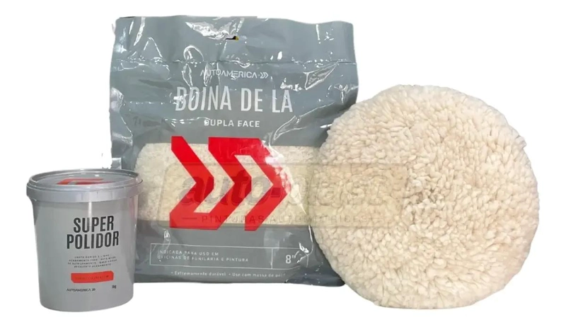 PASTA DE PULIR Y BONETE DE LANA 8 PULGADAS - 1