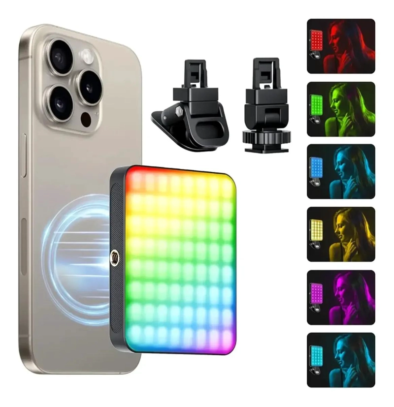 LUZ DE VIDEO RGB LED MAGNE TICA PARA CELULAR - 1