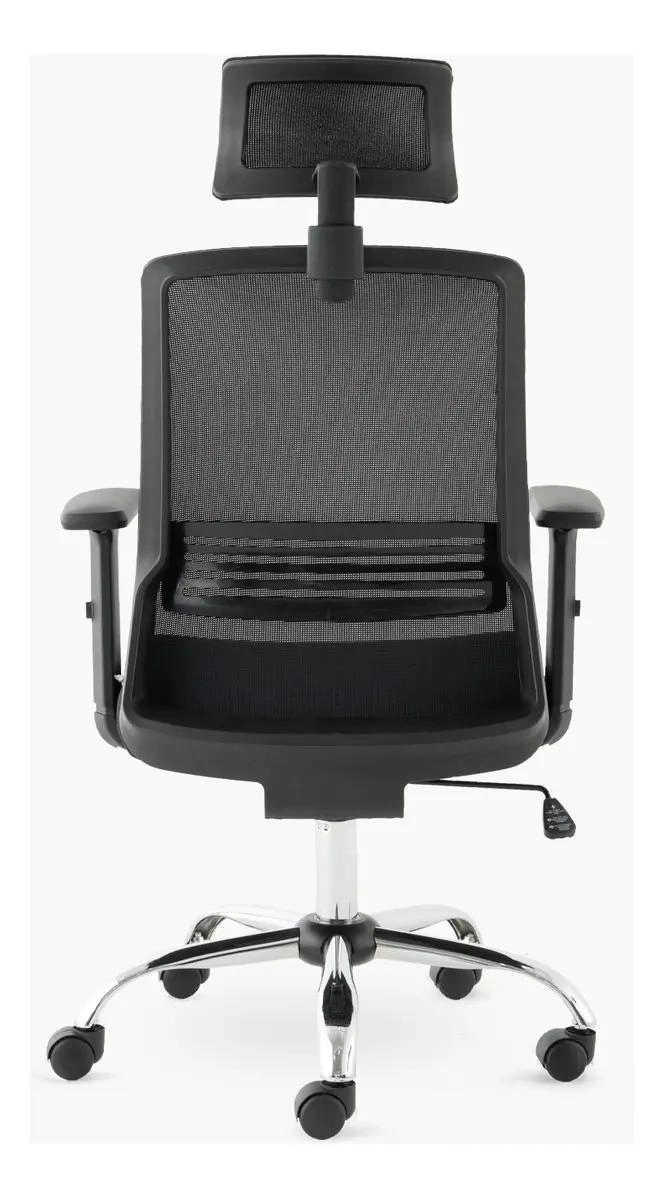 SILLA DE ESCRITORIO ALTA CON BRAZO Y CABECERO NEGRO - 5
