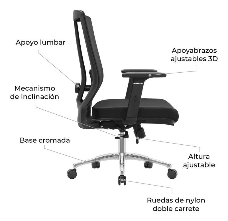 SILLA DE ESCRITORIO AJUSTABLE ERGONOMUS COLOR NEGRO - 3
