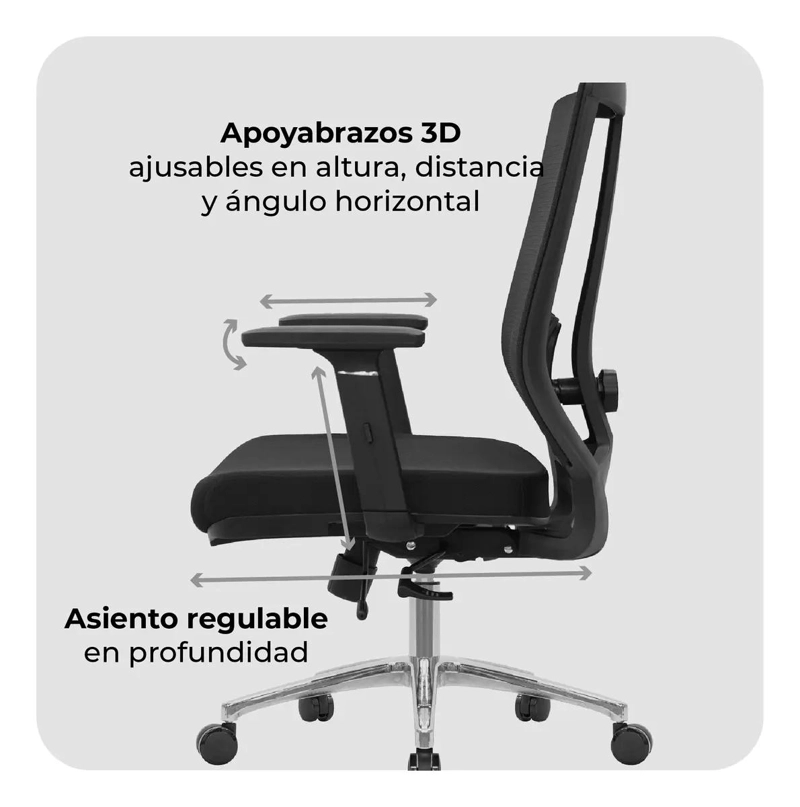 SILLA DE ESCRITORIO AJUSTABLE ERGONOMUS COLOR NEGRO - 4