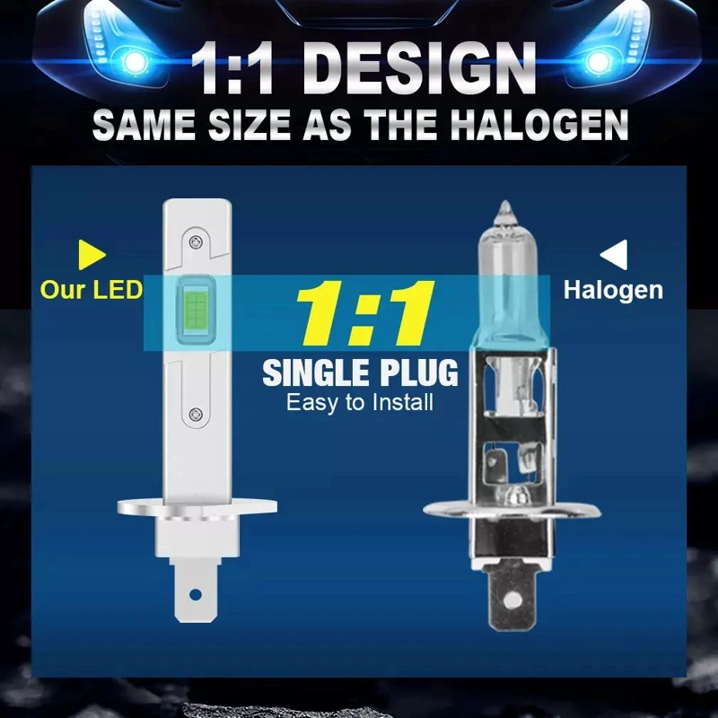 AMPOLLETA MINI LED AUTO H1 H3 PLUG AND PLAY - 2