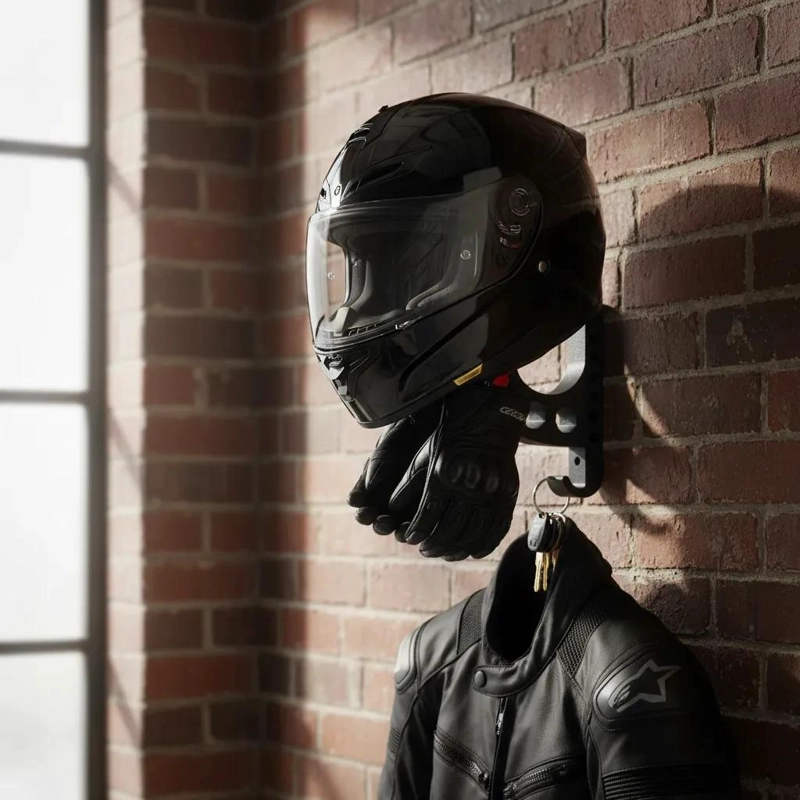SOPORTE PARA CASCO DE MOTOCICLETA CALIDAD PREMIUM - 4