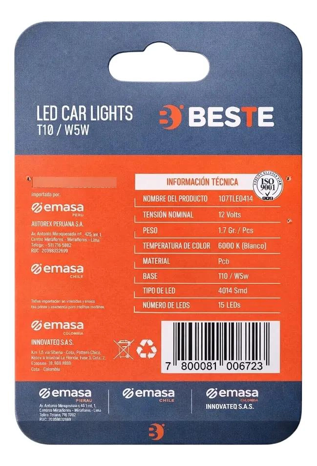 KIT AMPOLLETA LED CANBUS W5W T10 COLA DE PEZ - 2