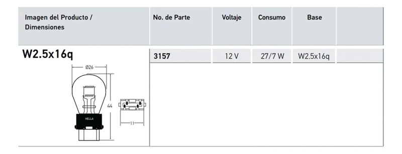 AMPOLLETAS 3157 12V 27/7W 2 CONTACTOS - 2