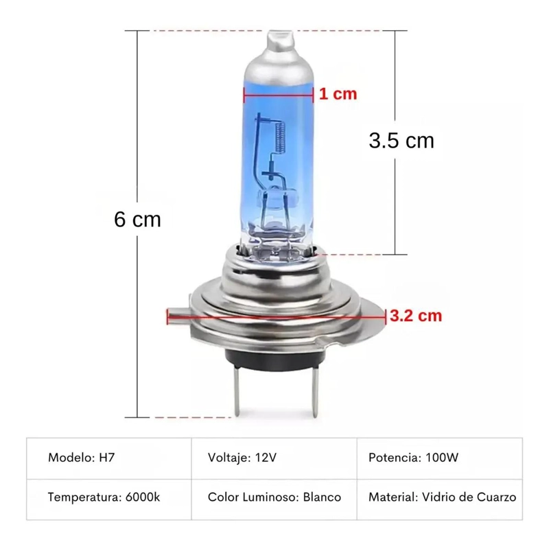 AMPOLLETA HALOGENA H7 100W 12V LUZ BLANCA - 3