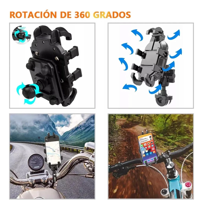 SOPORTE PORTA CELULAR 360° PARA MOTO Y BICICLETA - 3