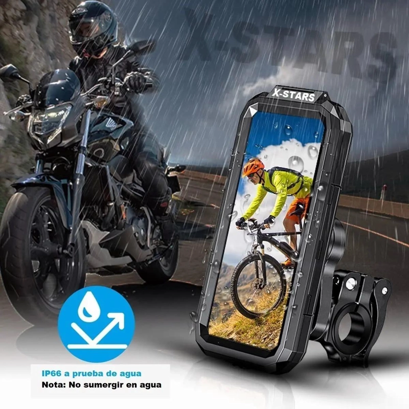 SOPORTE PORTA CELULAR IMPERMEABLE 360º PARA MOTO Y BICIC - 2