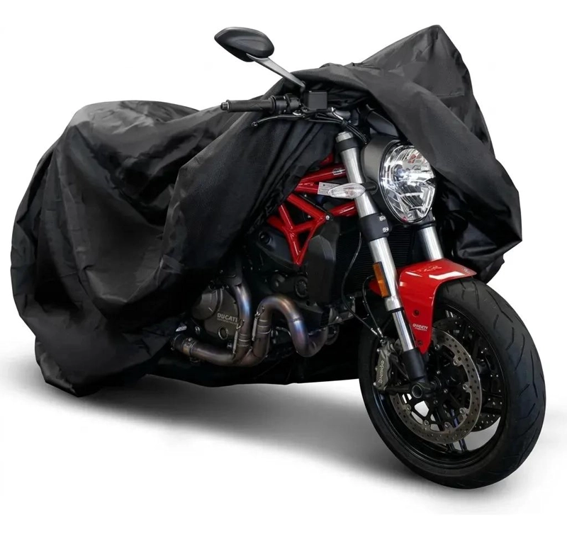 FUNDA IMPERMEABLE PARA MOTO COLOR NEGRO - 1