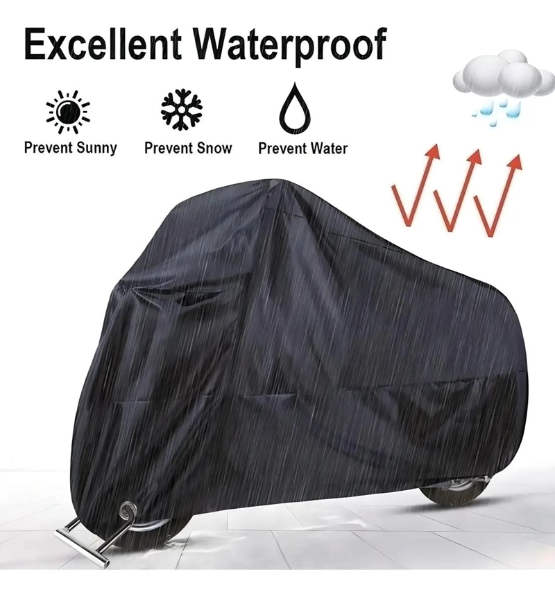 FUNDA IMPERMEABLE PARA MOTO COLOR NEGRO - 4