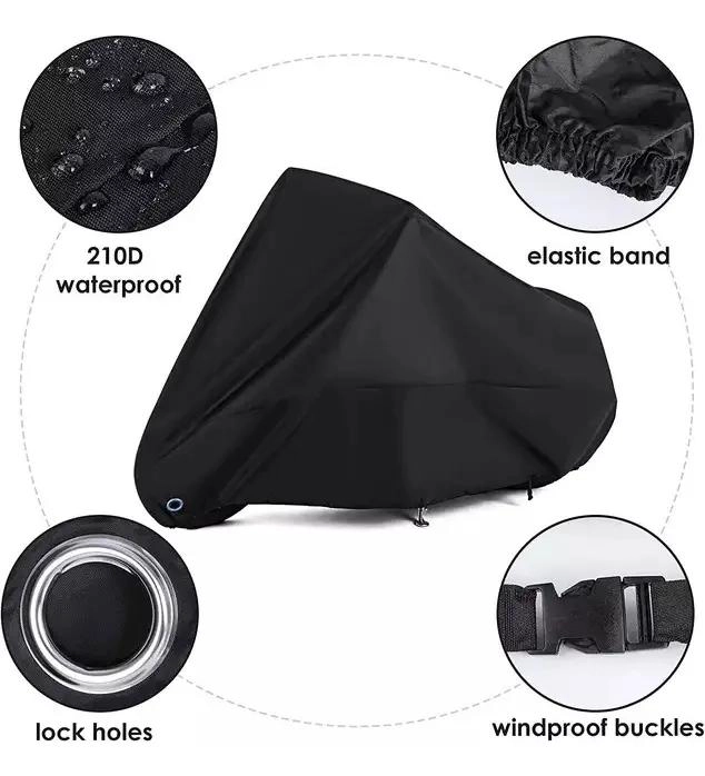 FUNDA IMPERMEABLE PARA MOTO COLOR NEGRO - 5