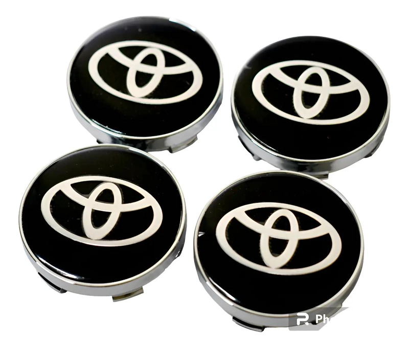 PACK 4 TAPAS NEGRAS SOPORTE PLATEADO 60MM - 1