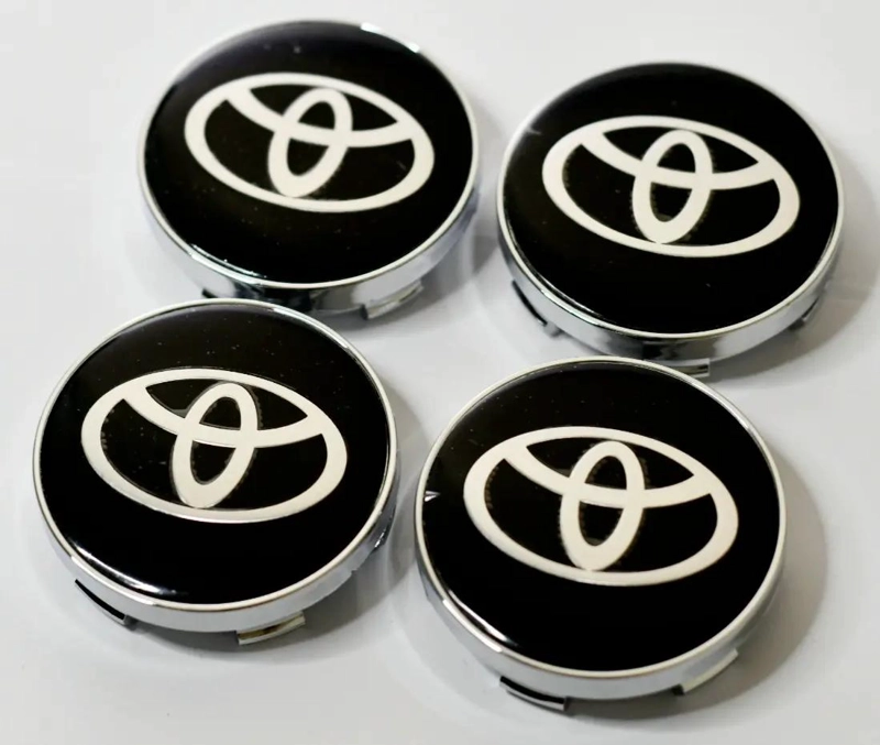 PACK 4 TAPAS NEGRAS SOPORTE PLATEADO 60MM - 4