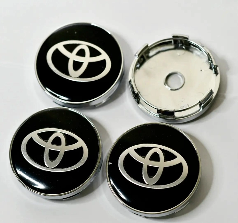 PACK 4 TAPAS NEGRAS SOPORTE PLATEADO 60MM - 5