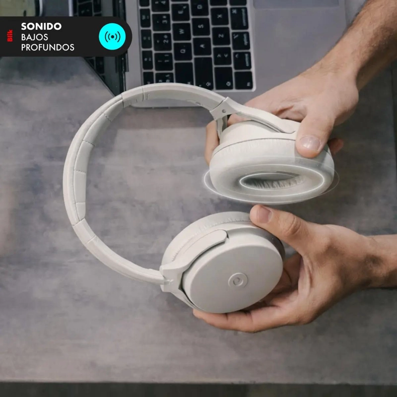 AUDIFONOS BLUETOOTH CANCELACION RUIDO 60H GRIS - 3