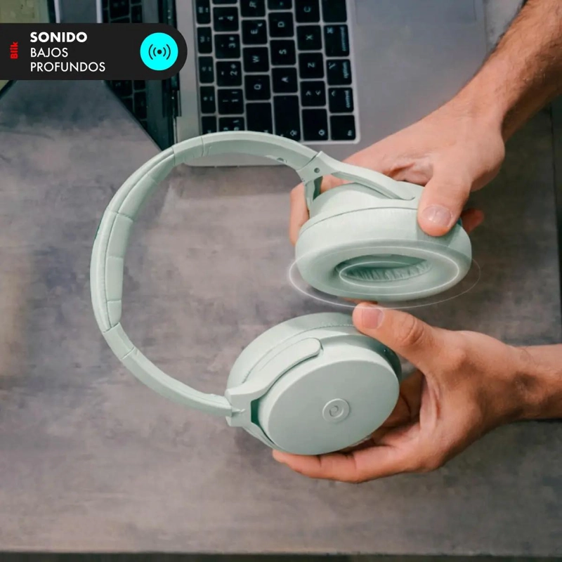 AUDIFONOS BLUETOOTH CANCELACION RUIDO 60H VERDE - 3