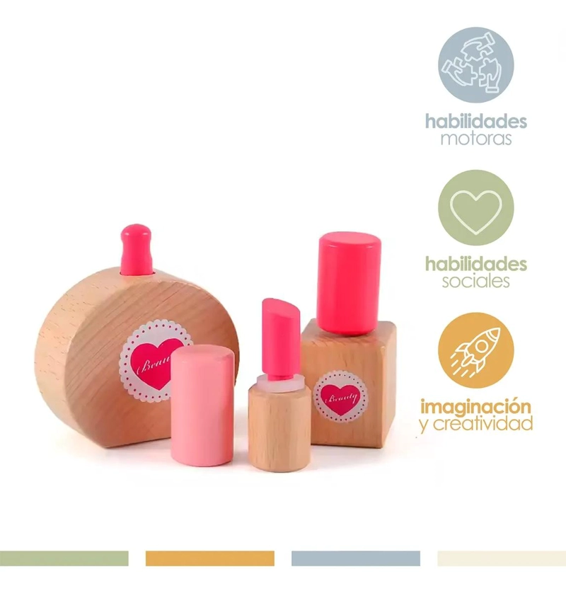 JUEGO DE MAQUILLAJE INFANTIL DE MADERA - 3